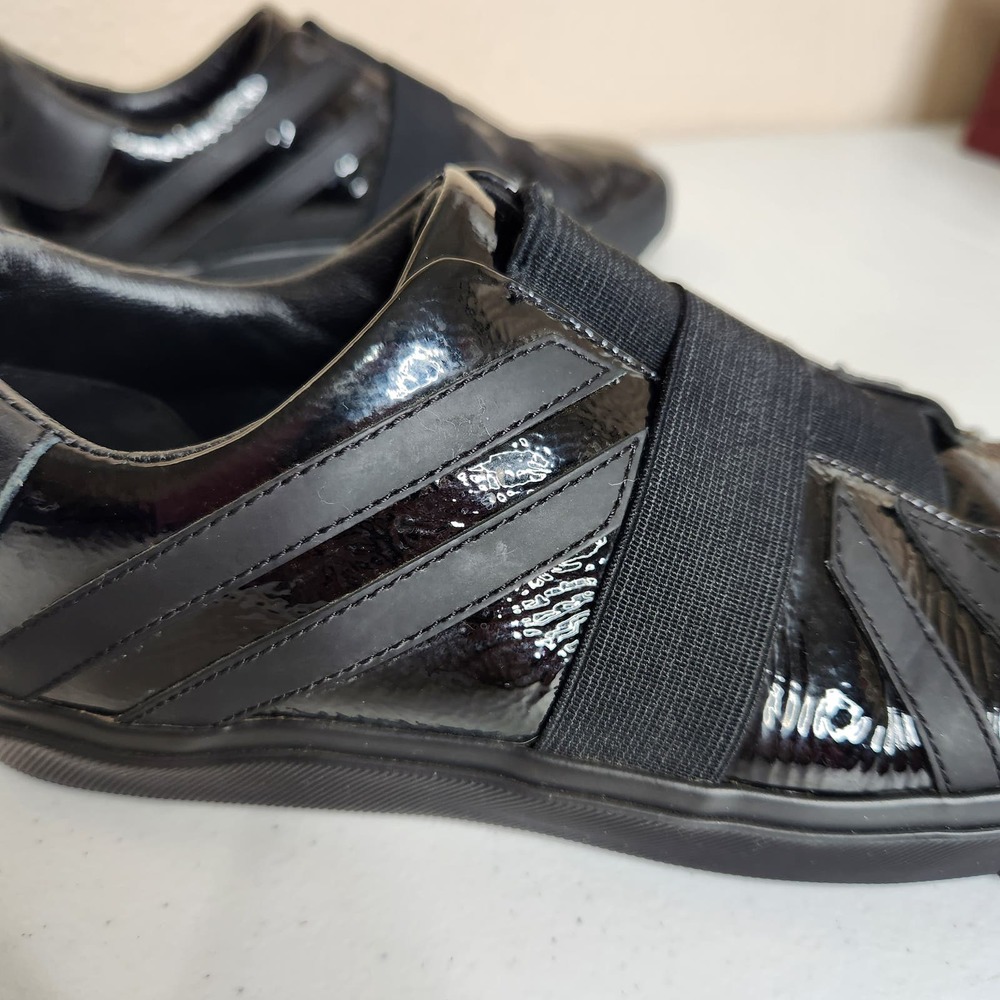 Burberry Union Jack Slip On Sneaker Patent‎ Leather Black Womens IT 36 US 6 - Picture 2 of 12